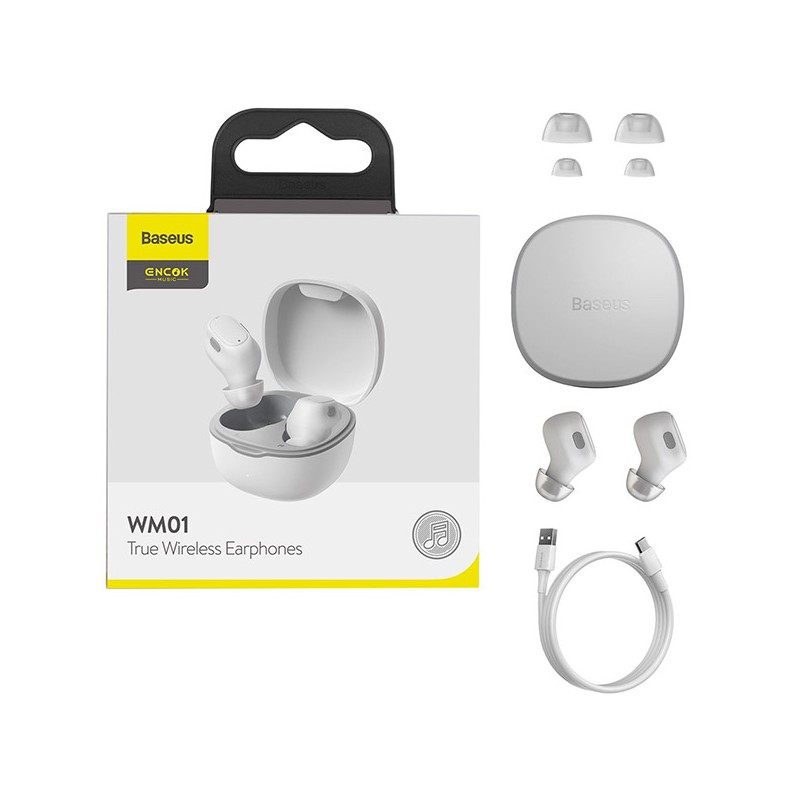Buy Baseus Headphones In Ear TWS Encok - WM01 - White in Cyprus, Nicosia, Limassol, Larnaka, Pafos