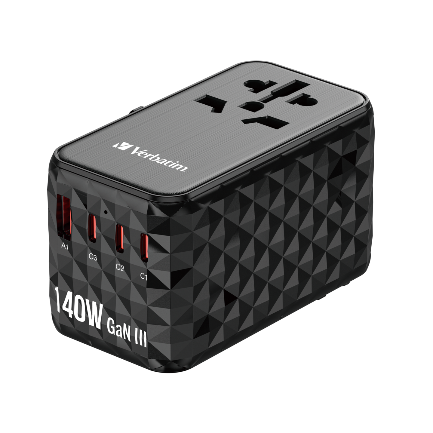 Verbatim Charger Travel Adapter World to World GAN III 140W 2xC 2xA - UTA-10 - World to World GAN III 140W 2xC 2xA