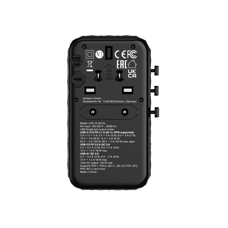 Buy Verbatim Charger Travel Adapter World to World GAN III 140W 2xC 2xA - UTA-10... in Cyprus, Nicosia, Limassol, Larnaka, Pafos