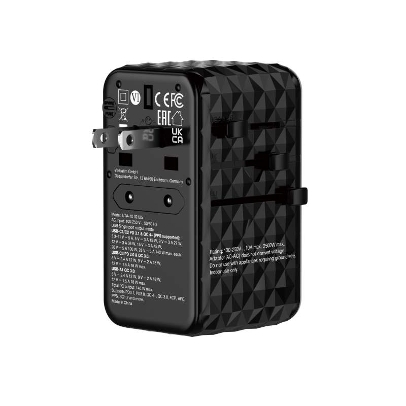Buy Verbatim Charger Travel Adapter World to World GAN III 140W 2xC 2xA - UTA-10... in Cyprus, Nicosia, Limassol, Larnaka, Pafos