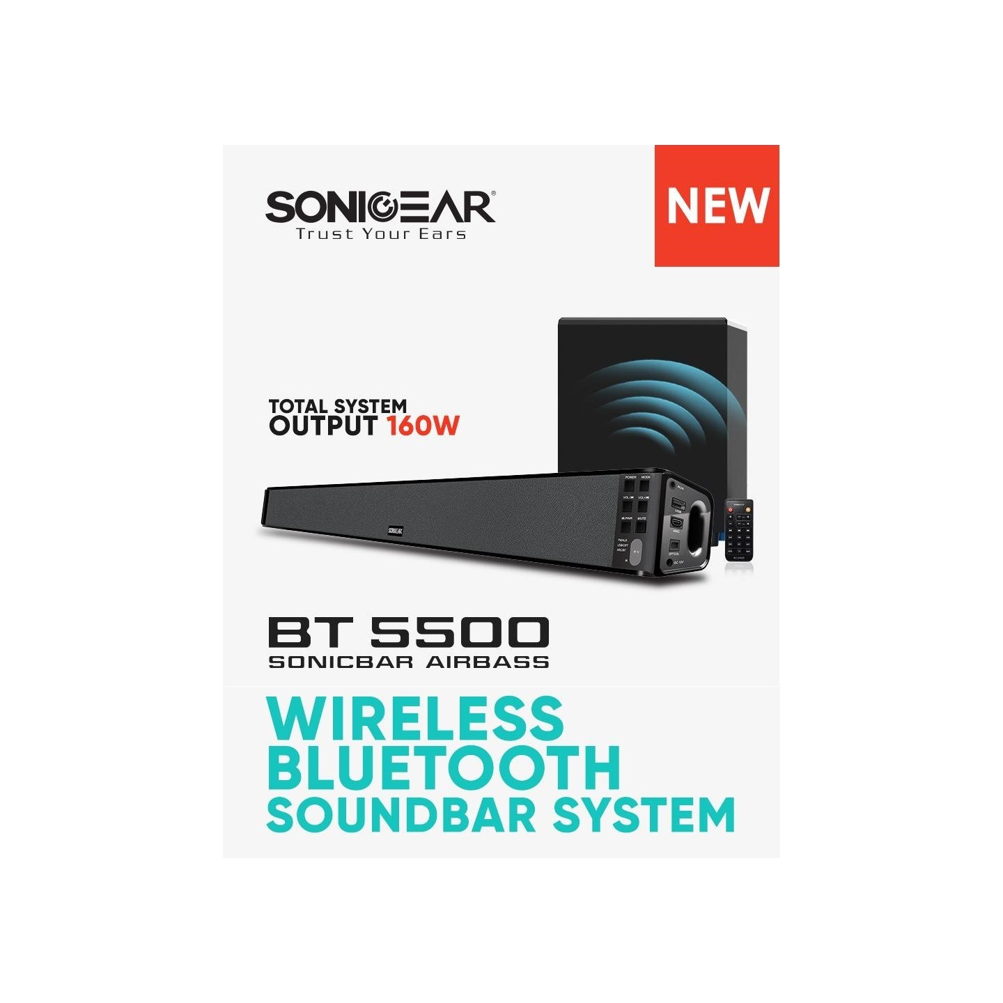 SonicGear Soundbar - BT-5500 - 160W Soundbar with Wireless SubWoofer BT-USB-FM-HDMI — Buy in Cyprus with Fast Delivery