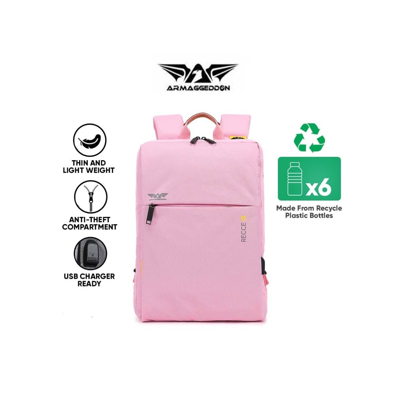 Armaggeddon RECCE13 Gaia 13" Gaming Bag Pink – 13" Tablet, USB Charging | Armenius Store