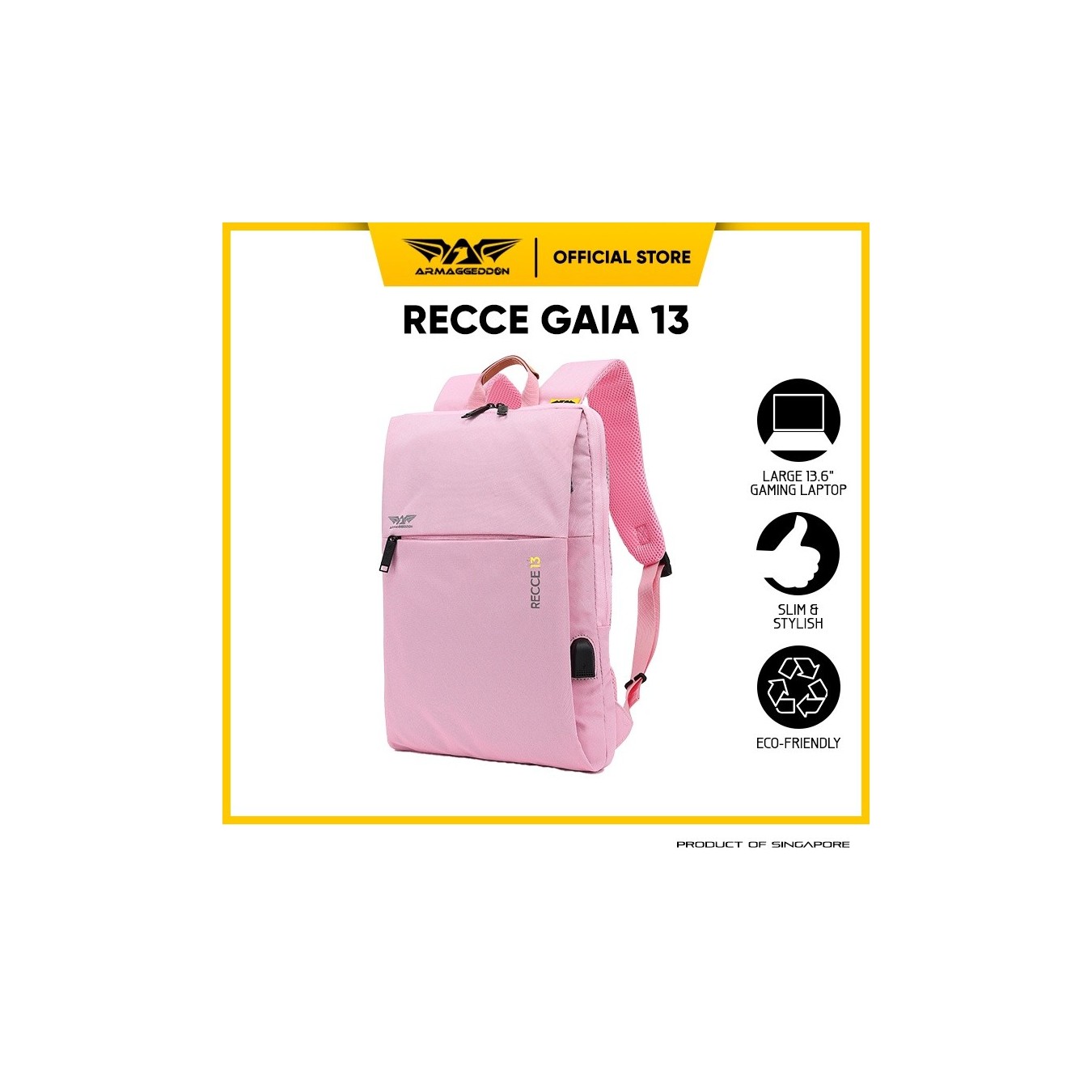 Armaggeddon RECCE13 Gaia 13" Gaming Bag Pink – 13" Tablet, USB Charging | Armenius Store