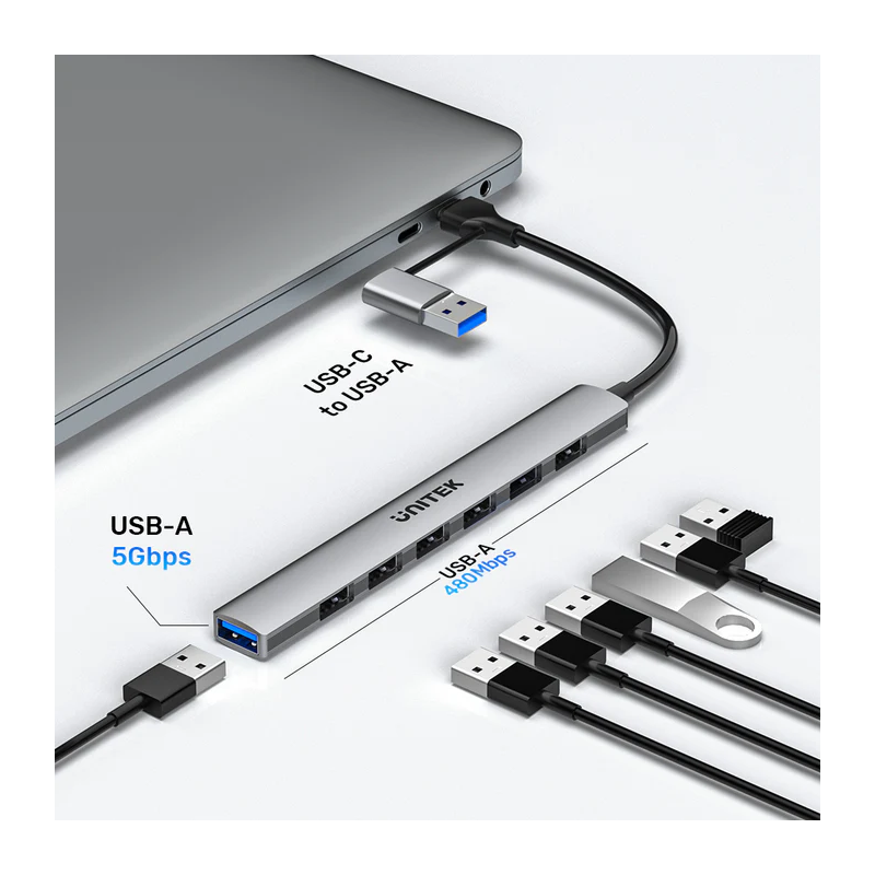 Buy Unitek USB-A Hub - H1209A - 7-Port USB2.0 with 0.15m cable in Cyprus, Nicosia, Limassol, Larnaka, Pafos