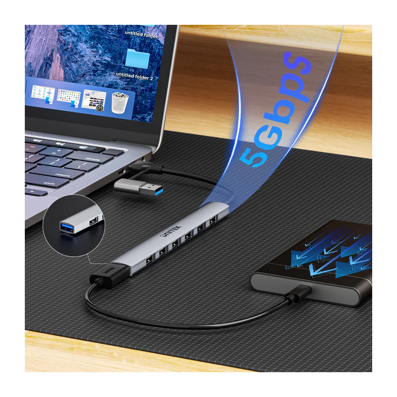 Buy Unitek USB-A Hub - H1209A - 7-Port USB2.0 with 0.15m cable in Cyprus, Nicosia, Limassol, Larnaka, Pafos