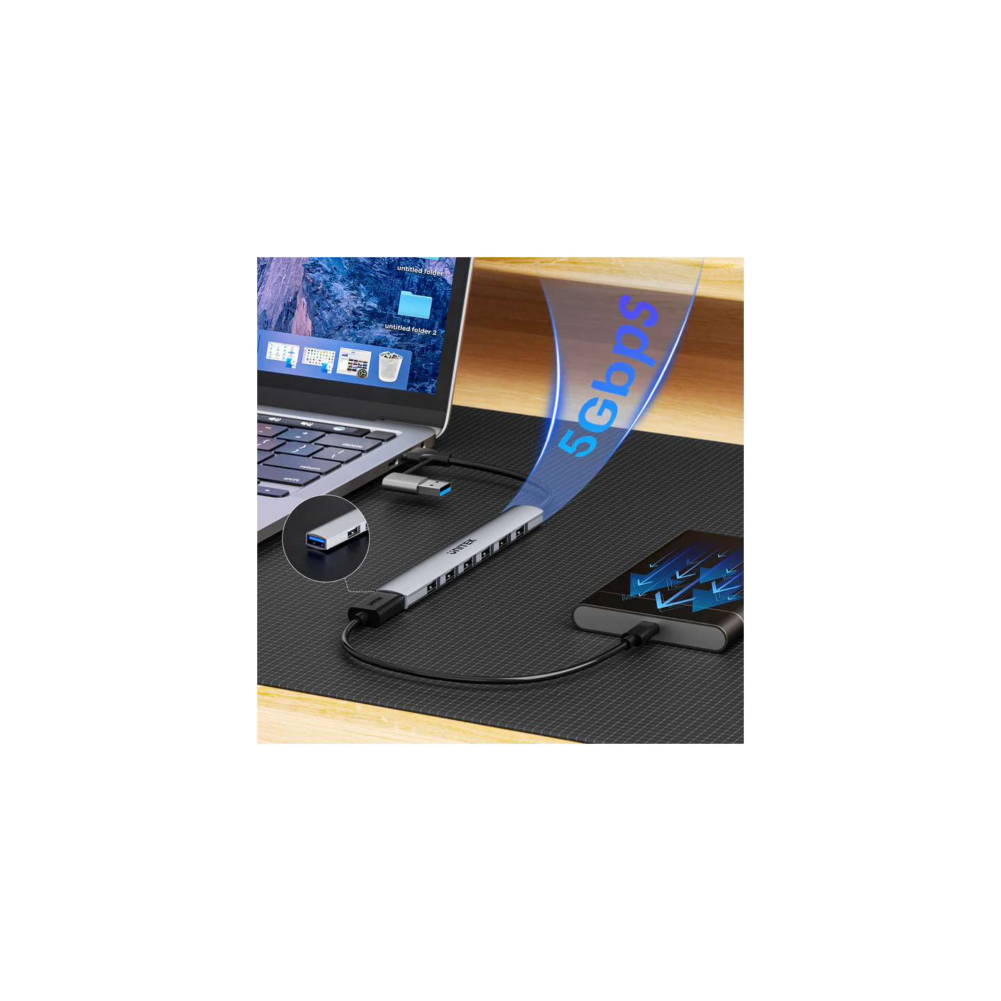 Unitek USB-A Hub - H1209A - 7-Port USB2.0 with 0.15m cable — Buy in Cyprus with Fast Delivery