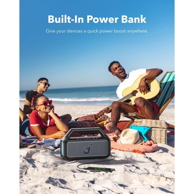 Buy Anker Soundcore Speaker - Boom 2 - 80W BT IPX7 Black in Cyprus, Nicosia, Limassol, Larnaka, Pafos