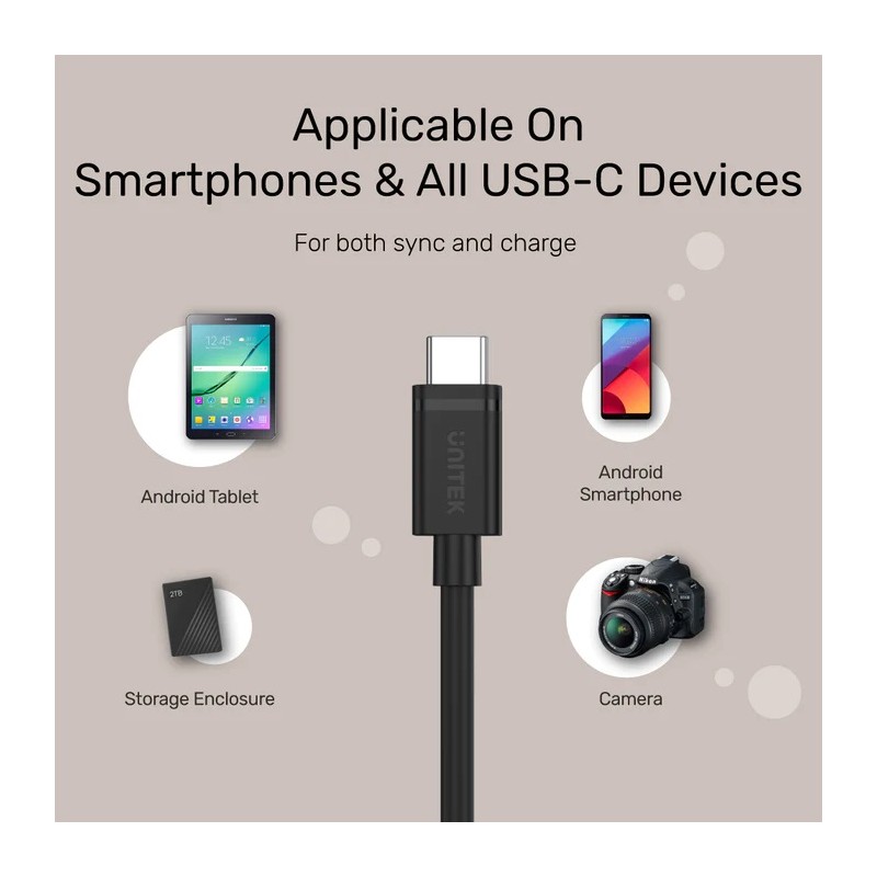 Buy Unitek USB-C to USB-C 3.0 Cable 1.0m - Y-C477BK - USB-C to USB-C 3.0 Cable 1.0m in Cyprus, Nicosia, Limassol, Larnaka, Pafos