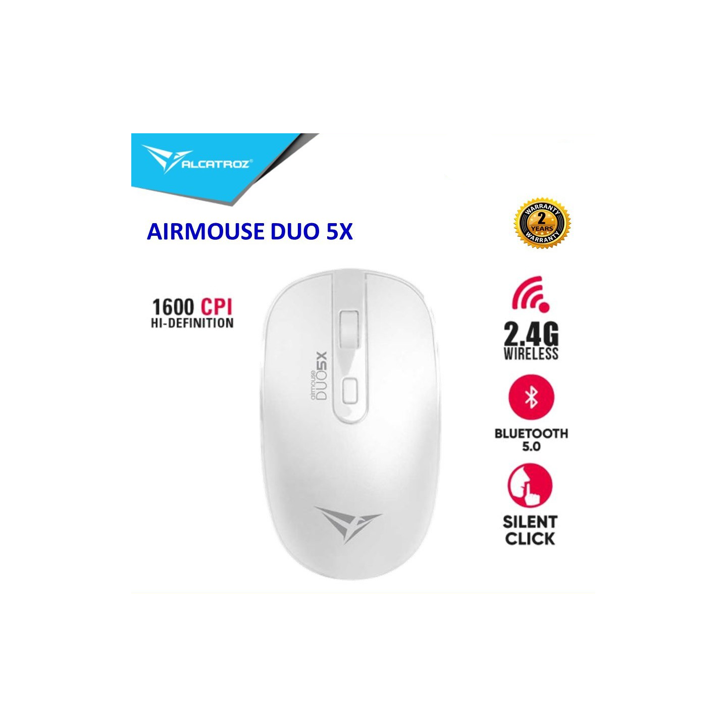 Alcatroz Airmouse Duo 5X Wireless Bluetooth Mouse White (Boxed) — Buy in Cyprus with Fast Delivery