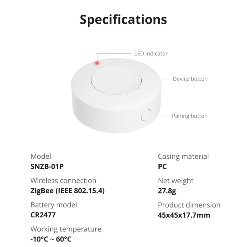 Buy SONOFF Zigbee Smart Button - SNZB-01P in Cyprus, Nicosia, Limassol, Larnaka, Pafos