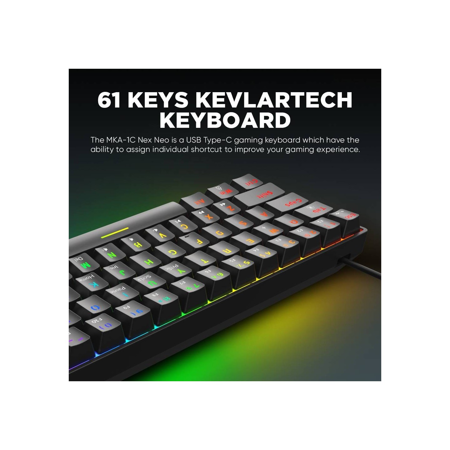 Armaggeddon MKA-1C NEX Black 61-Key Tactile Brown Mechanical Gaming Keyboard (Boxed) — Buy in Cyprus with Fast Delivery