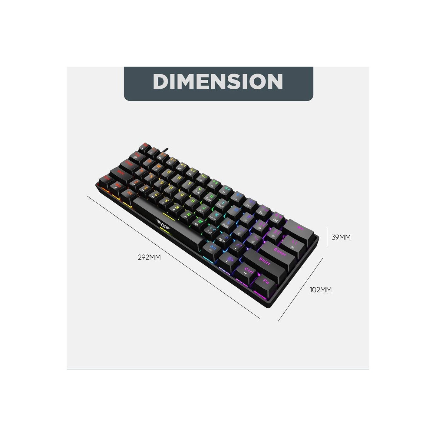 Armaggeddon MKA-1C NEX Black 61-Key Tactile Brown Mechanical Gaming Keyboard (Boxed) — Buy in Cyprus with Fast Delivery