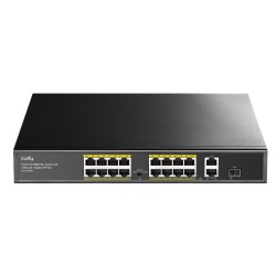 Cudy Switch PoE FE 16PoE + 2GbE + 1SFP Uplink 200W RM - FS1018PS1 - Cudy Switch PoE FE 16PoE + 2GbE + 1SFP Uplink 200W RM