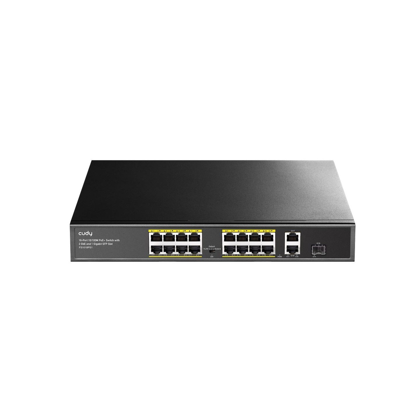 Cudy Switch PoE FE 16PoE + 2GbE + 1SFP Uplink 200W RM - FS1018PS1 - Cudy Switch PoE FE 16PoE + 2GbE + 1SFP Uplink 200W RM