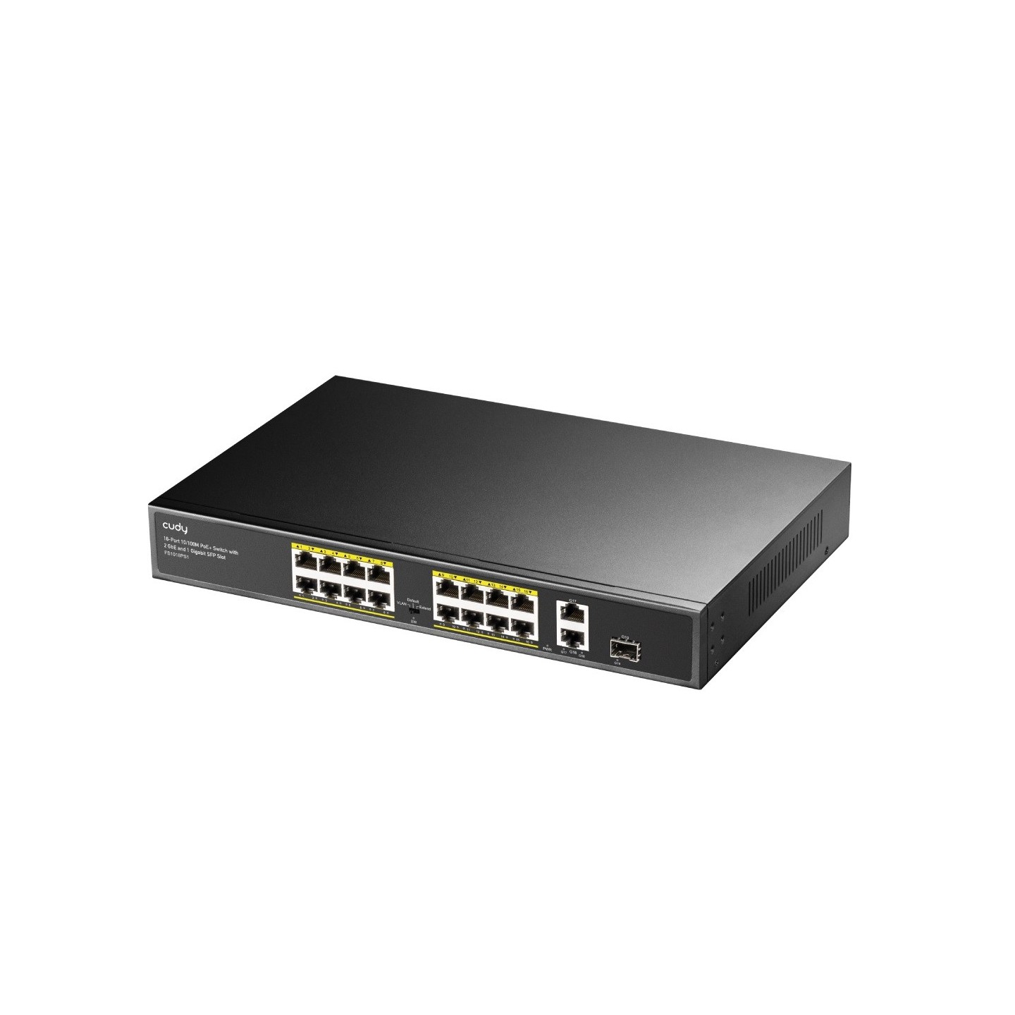 Cudy Switch PoE FE 16PoE + 2GbE + 1SFP Uplink 200W RM - FS1018PS1 - Cudy Switch PoE FE 16PoE + 2GbE + 1SFP Uplink 200W RM