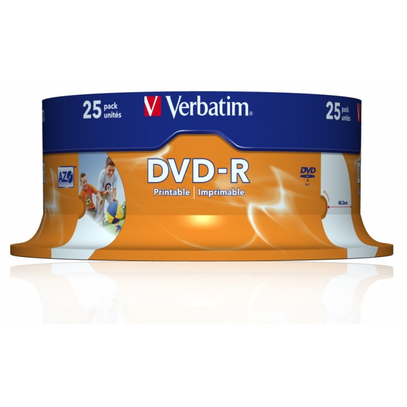 Buy Verbatim DVD-R - 43538 - DVD-R 4.7GB 16X 25-Pack Spindle Printable in Cyprus, Nicosia, Limassol, Larnaka, Pafos