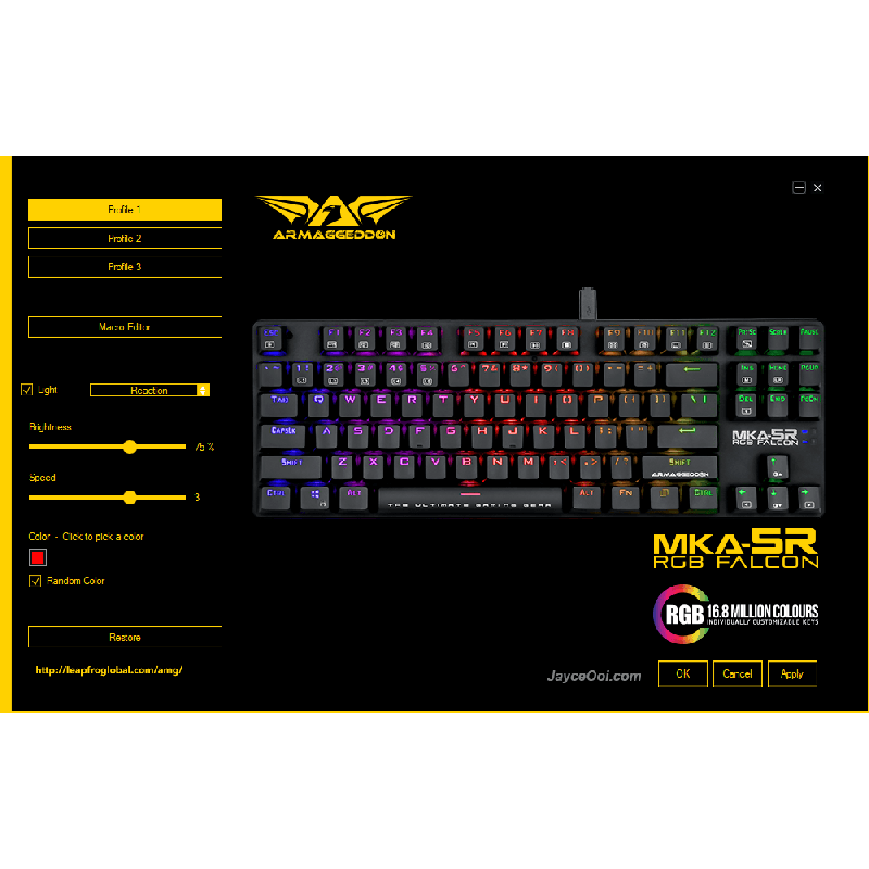 Armaggeddon MKA-5R RGB Falcon Mechanical Gaming Keyboard 87-Key Blue (Boxed) — Buy in Cyprus with Fast Delivery