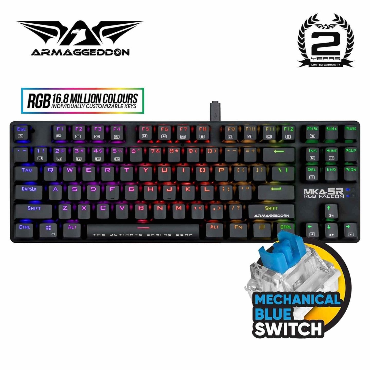 Armaggeddon MKA-5R RGB Falcon Mechanical Gaming Keyboard 87-Key Blue (Boxed) — Buy in Cyprus with Fast Delivery