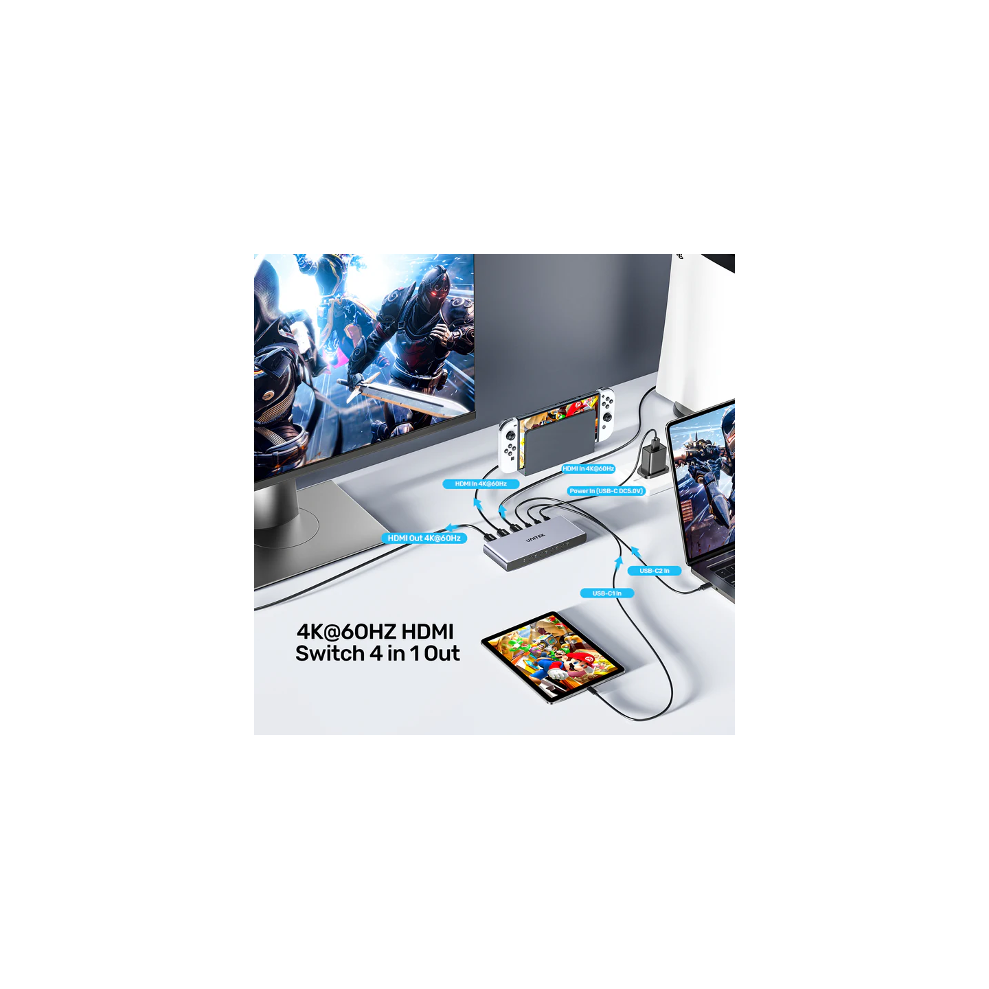 Unitek HDMI USB-C Switch - V1313A - 4K 4in (2xHDMI + 2xUSB-C) 1xHDMI Out — Buy in Cyprus with Fast Delivery