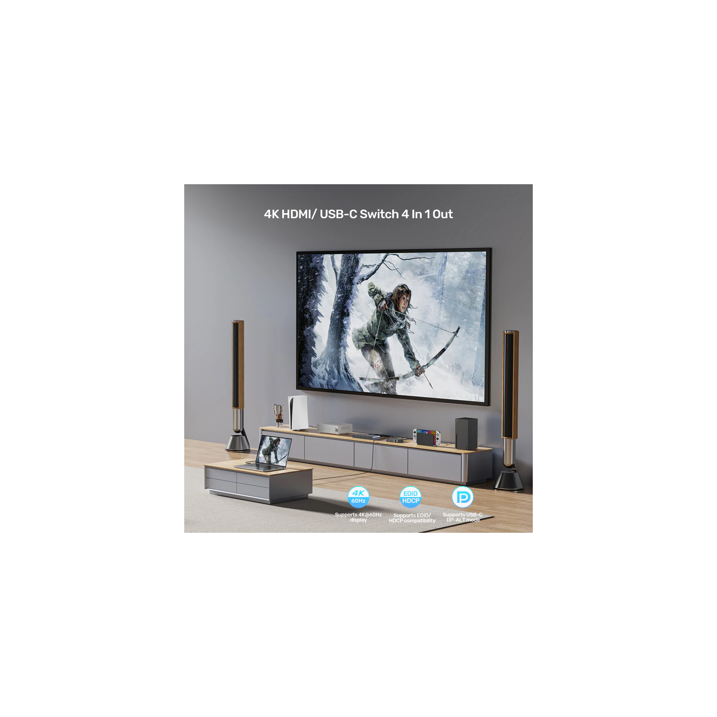 Unitek HDMI USB-C Switch - V1313A - 4K 4in (2xHDMI + 2xUSB-C) 1xHDMI Out — Buy in Cyprus with Fast Delivery