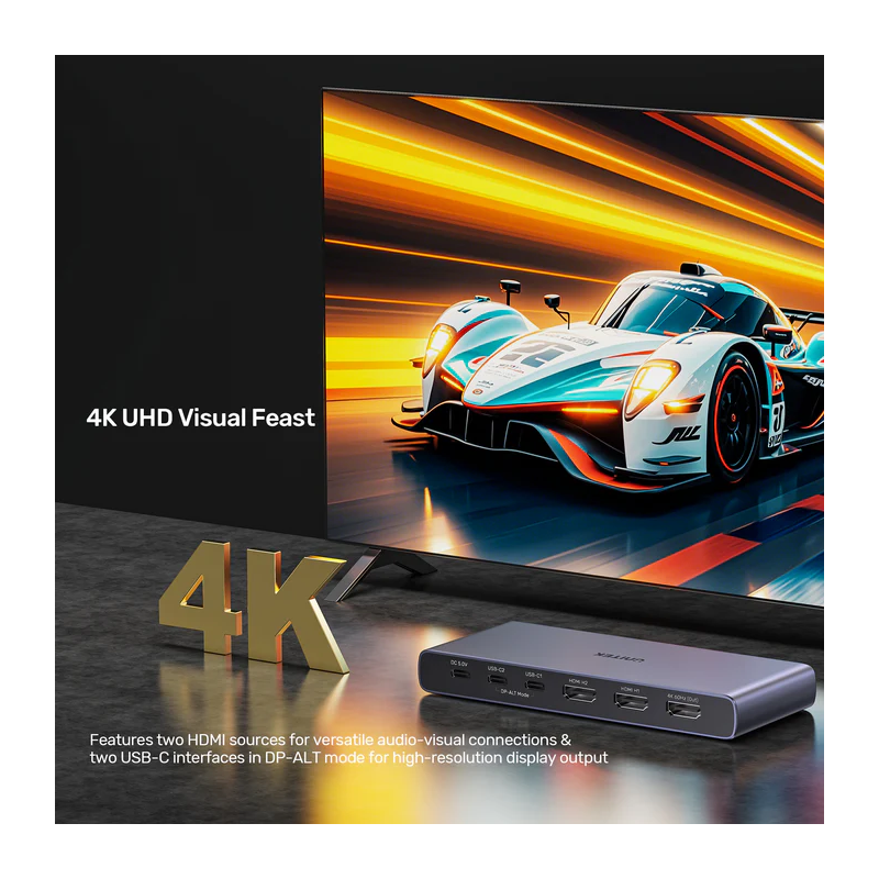 Buy Unitek HDMI USB-C Switch - V1313A - 4K 4in (2xHDMI + 2xUSB-C) 1xHDMI Out in Cyprus, Nicosia, Limassol, Larnaka, Pafos