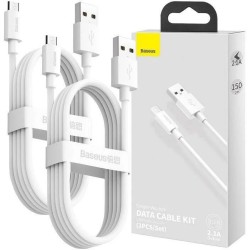 Baseus Simple Wisdom MicroUSB to USB-A 1.5m White 2PC (Retail) — Buy in Cyprus with Fast Delivery