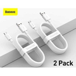 Buy Baseus Cable MicroUSB to USB-A Simple Wisdom - 1.5m White (2PC) in Cyprus, Nicosia, Limassol, Larnaka, Pafos