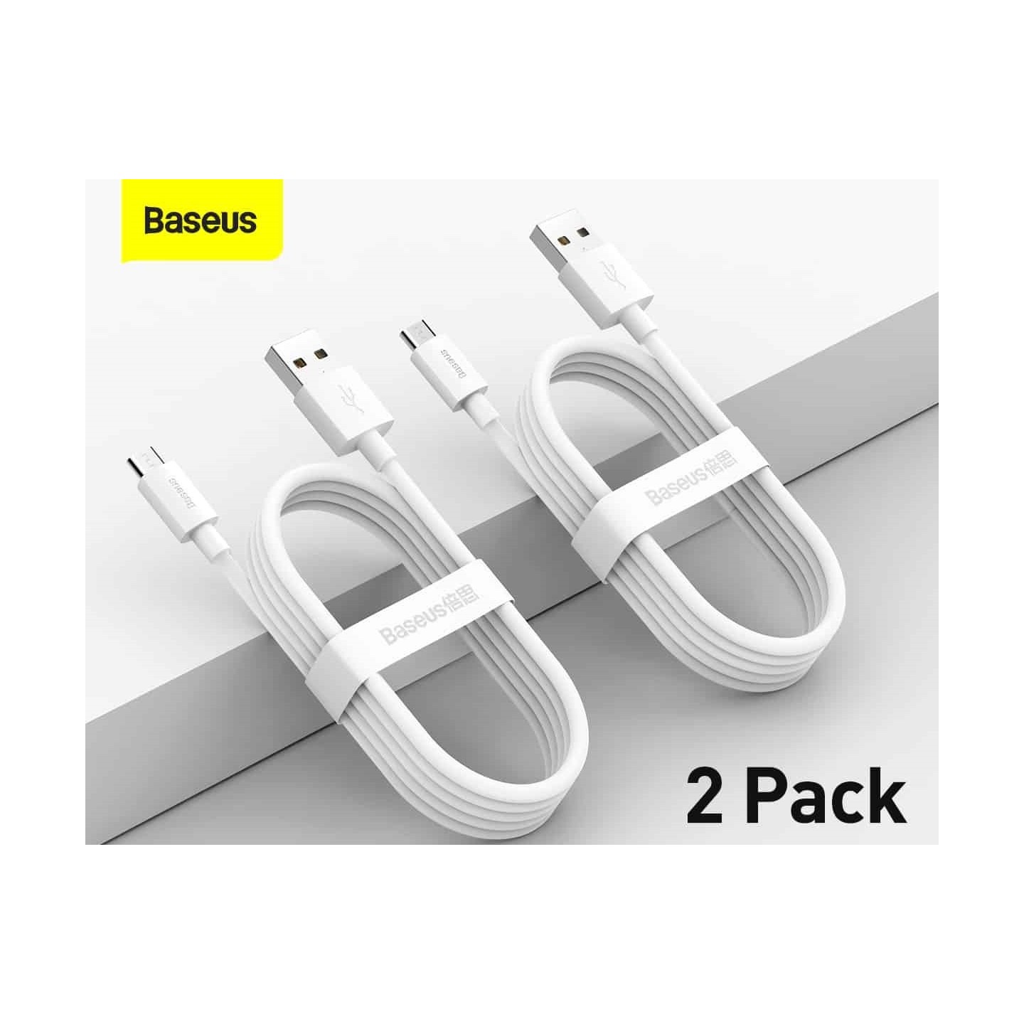 Baseus Simple Wisdom MicroUSB to USB-A 1.5m White 2PC (Retail) — Buy in Cyprus with Fast Delivery