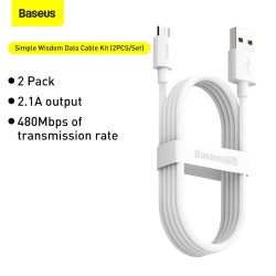 Baseus Simple Wisdom MicroUSB to USB-A 1.5m White 2PC (Retail) — Buy in Cyprus with Fast Delivery