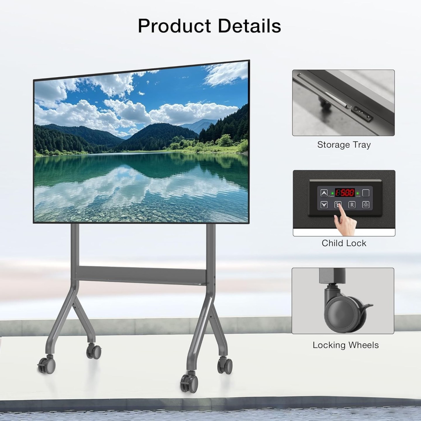 NBMounts Motorized Trolley - P150 - Adjustable up to 1.5m VESA 90x60 up to 90'' & 68kg — Buy in Cyprus with Fast Delivery