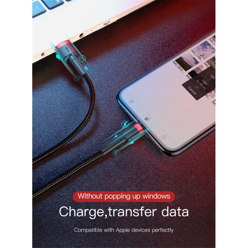 Buy Baseus Cafule Braided Lightning Cable - 2.4A 0.5m Grey in Cyprus, Nicosia, Limassol, Larnaka, Pafos