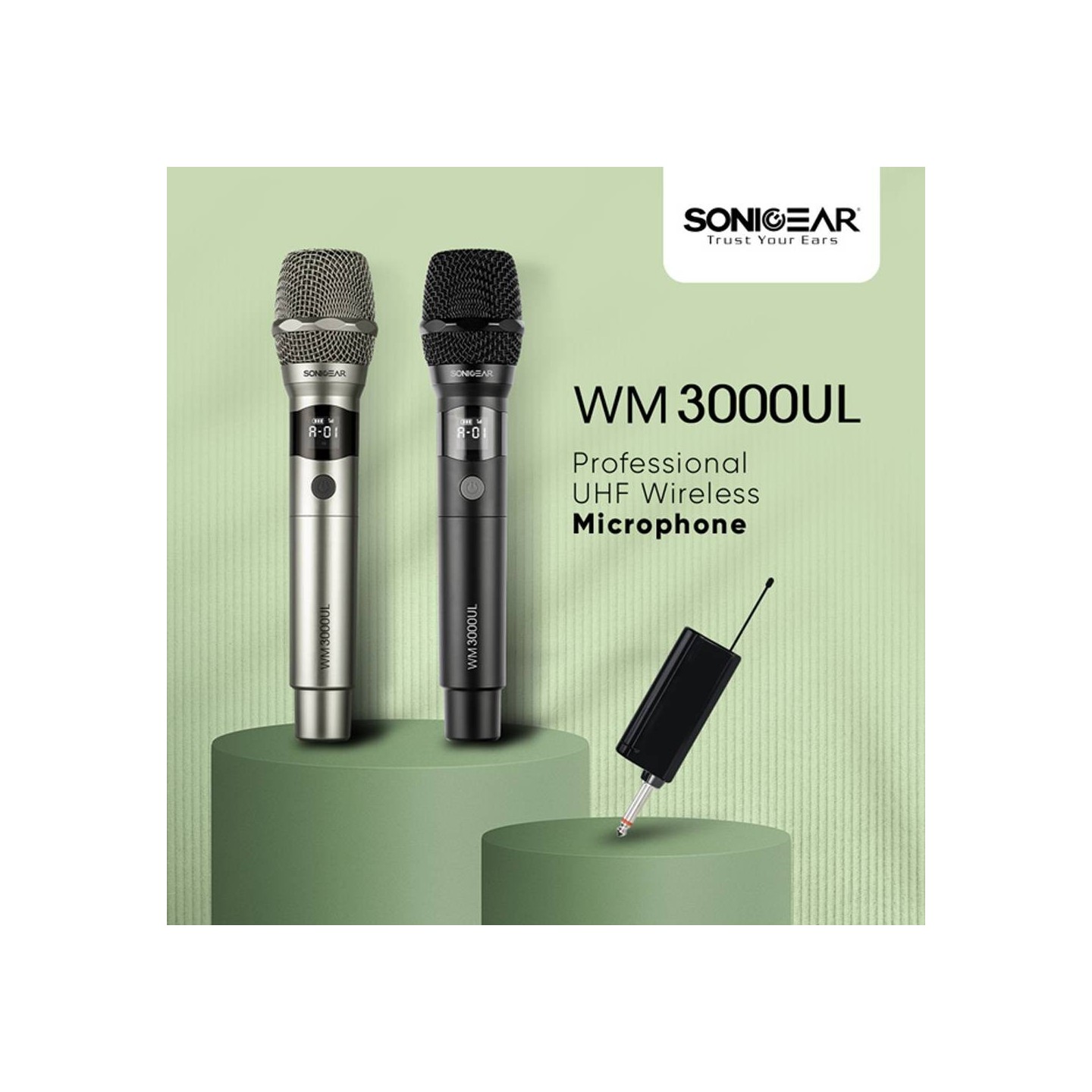 SonicGear Microphone Wireless 2xHandsets - WM 3000UL - DUAL Obsidian — Buy in Cyprus with Fast Delivery
