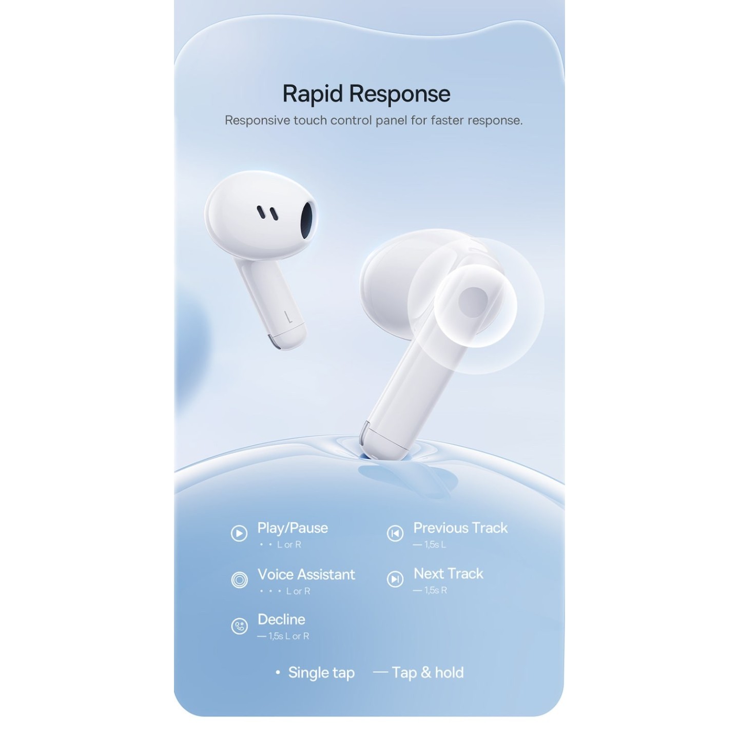 Baseus Headphones In Ear TWS Bowie - E13 - Moon White — Buy in Cyprus with Fast Delivery