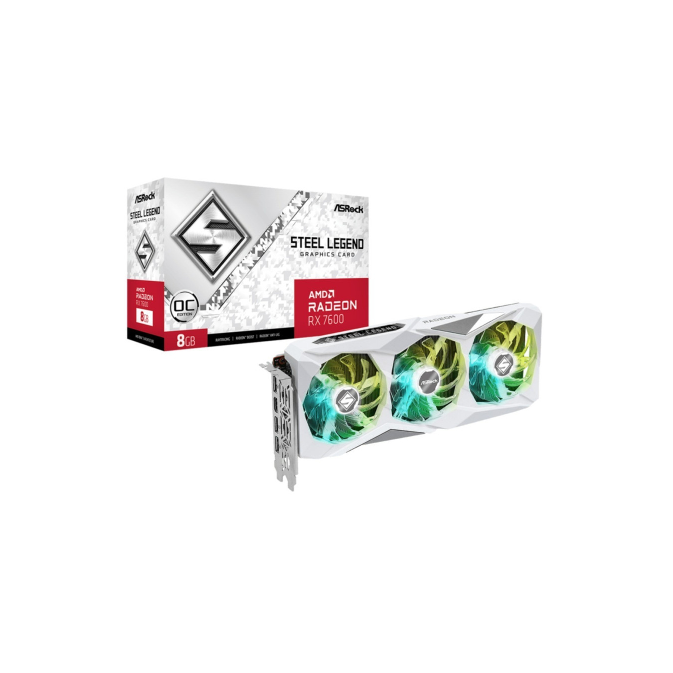 ASRock Radeon RX 7600 Steel Legend OC - 8GB GDDR6 - Triple-Fan ARGB, Boost 2725 MHz — Buy in Cyprus with Fast Delivery