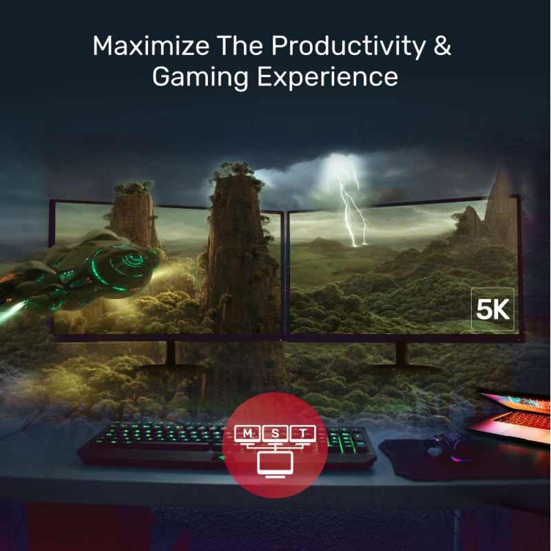 Buy Unitek V1407A Type-C To Dual DP 8K 60Hz Adapter with MST Dual Monitor in Cyprus, Nicosia, Limassol, Larnaka, Pafos