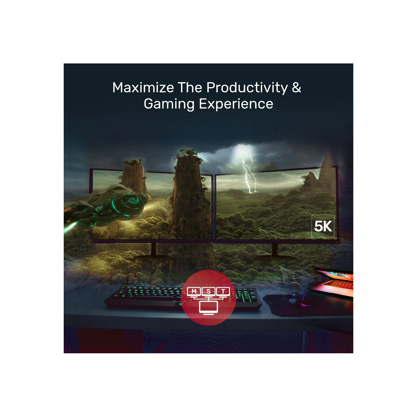 Unitek V1407A Type-C To Dual DP 8K 60Hz Adapter with MST Dual Monitor — Buy in Cyprus with Fast Delivery