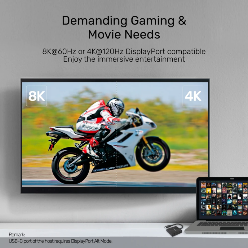Buy Unitek V1407A Type-C To Dual DP 8K 60Hz Adapter with MST Dual Monitor in Cyprus, Nicosia, Limassol, Larnaka, Pafos