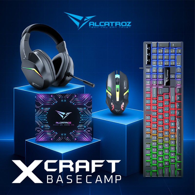 Buy Alcatroz X-Craft - 4in1 Gaming Set Keyb+Mouse+Mat+H set BASECAMP Black in Cyprus, Nicosia, Limassol, Larnaka, Pafos