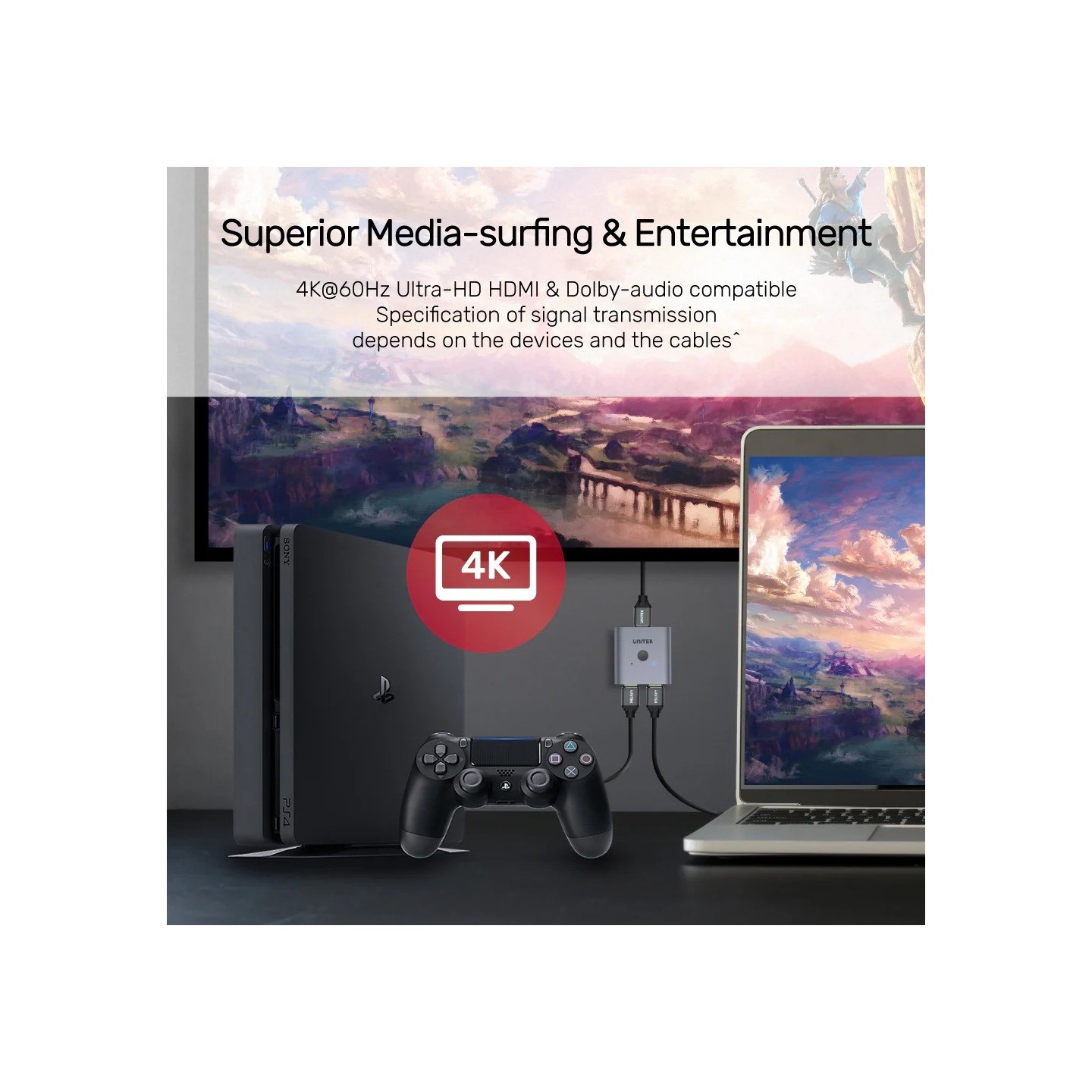 Unitek Splitter Switch - V1127A - 4K HDMI 1in2 Out 2in1 Out Splitter Switch — Buy in Cyprus with Fast Delivery