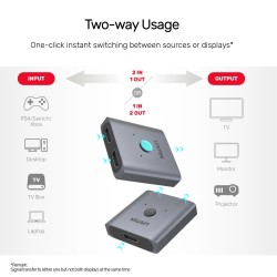 Buy Unitek Splitter Switch - V1127A - 4K HDMI 1in2 Out 2in1 Out Splitter Switch in Cyprus, Nicosia, Limassol, Larnaka, Pafos