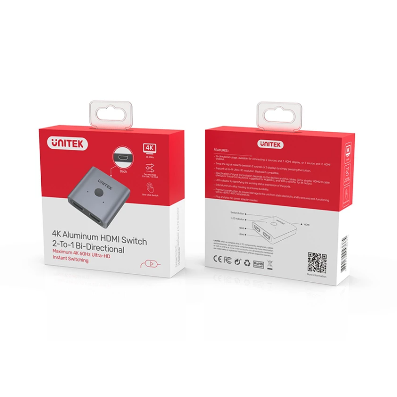 Buy Unitek Splitter Switch - V1127A - 4K HDMI 1in2 Out 2in1 Out Splitter Switch in Cyprus, Nicosia, Limassol, Larnaka, Pafos