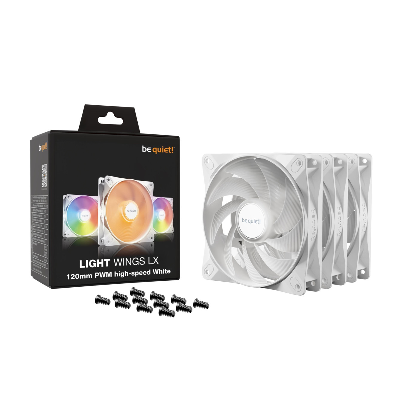 be quiet! Light Wings LX 120mm PWM High-Speed Fan Triple Pack - White ARGB, 2100 RPM — Buy in Cyprus with Fast Delivery