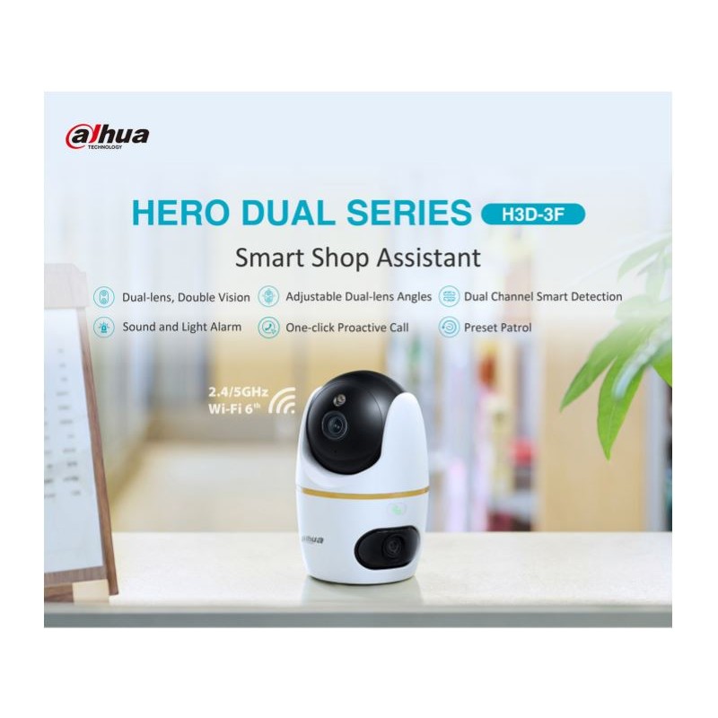 Buy Dahua IP Indoor 3.0MP Wi-Fi PT Dome - H3D-3F - Dual Lens in Cyprus, Nicosia, Limassol, Larnaka, Pafos