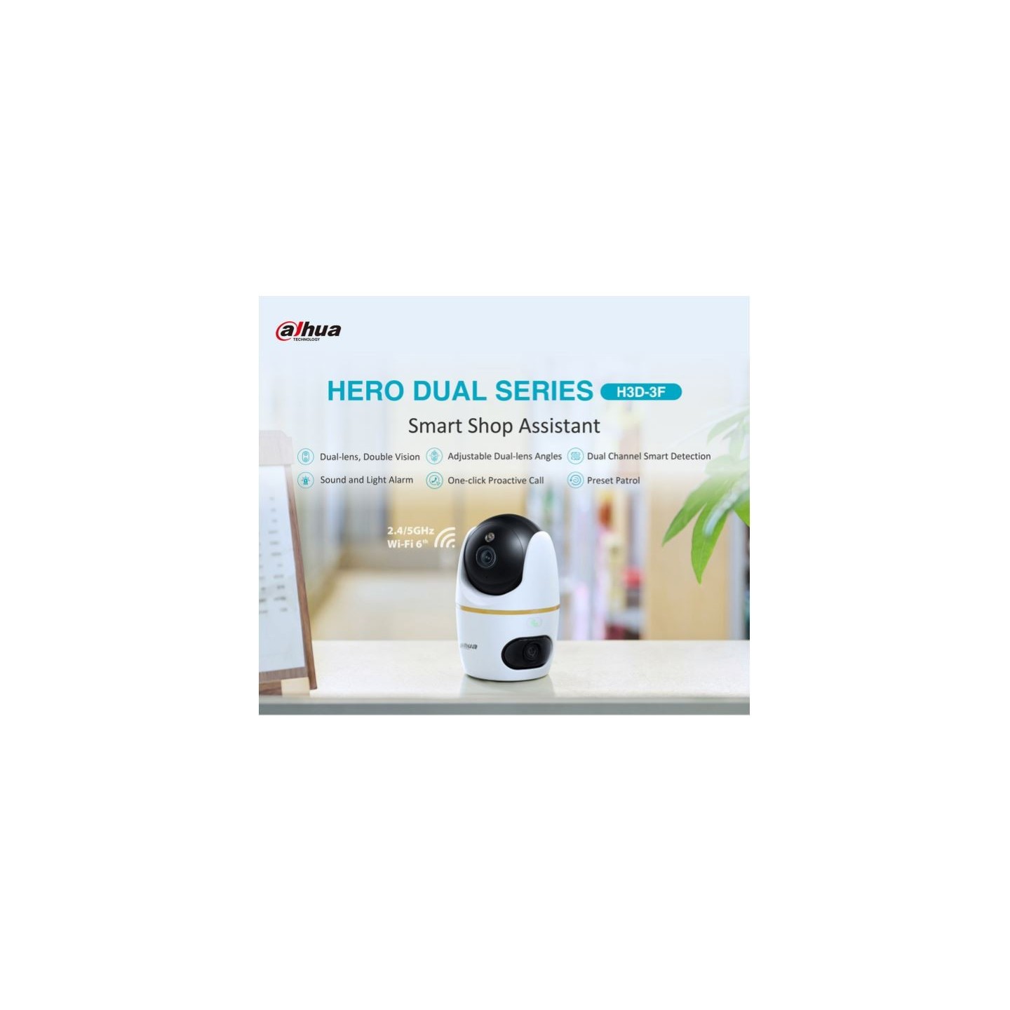 Dahua IP Indoor 3.0MP Wi-Fi PT Dome - H3D-3F - Dual Lens — Buy in Cyprus with Fast Delivery