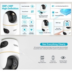 Buy Dahua IP Indoor 3.0MP Wi-Fi PT Dome - H3D-3F - Dual Lens in Cyprus, Nicosia, Limassol, Larnaka, Pafos