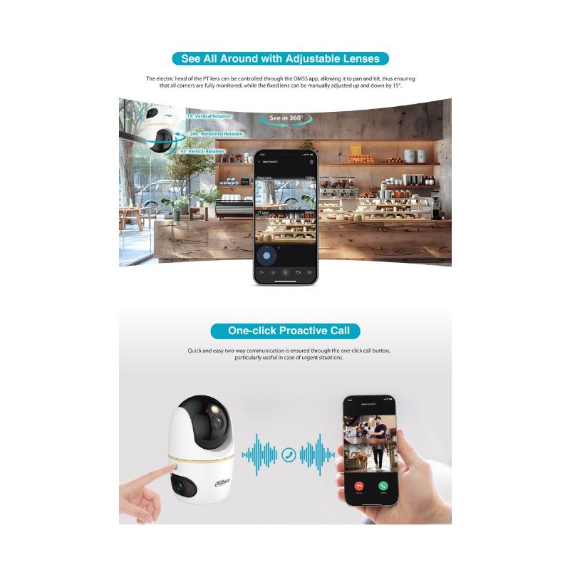 Buy Dahua IP Indoor 3.0MP Wi-Fi PT Dome - H3D-3F - Dual Lens in Cyprus, Nicosia, Limassol, Larnaka, Pafos