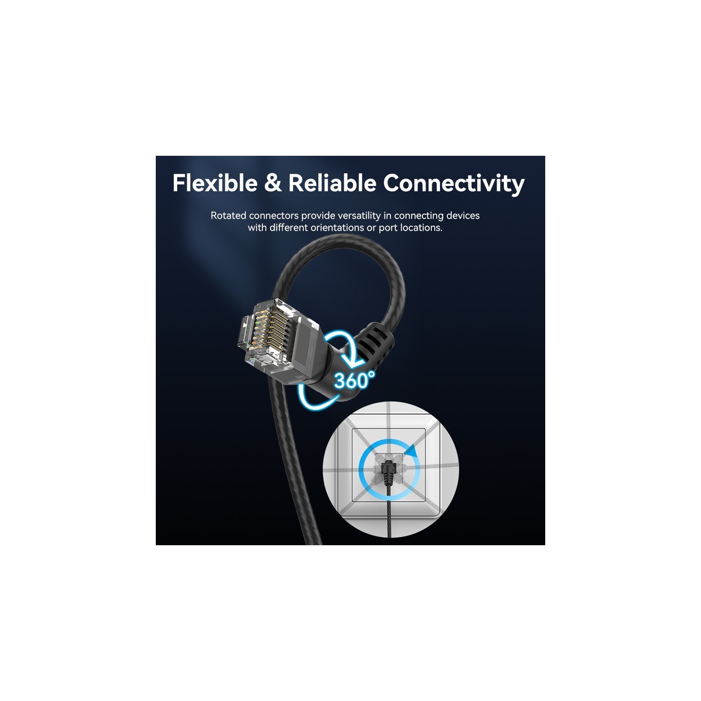 Vention Network Cable - IBOBJ - Cat6A UTP Rotate Right Angle Slim 5.0m Black — Buy in Cyprus with Fast Delivery