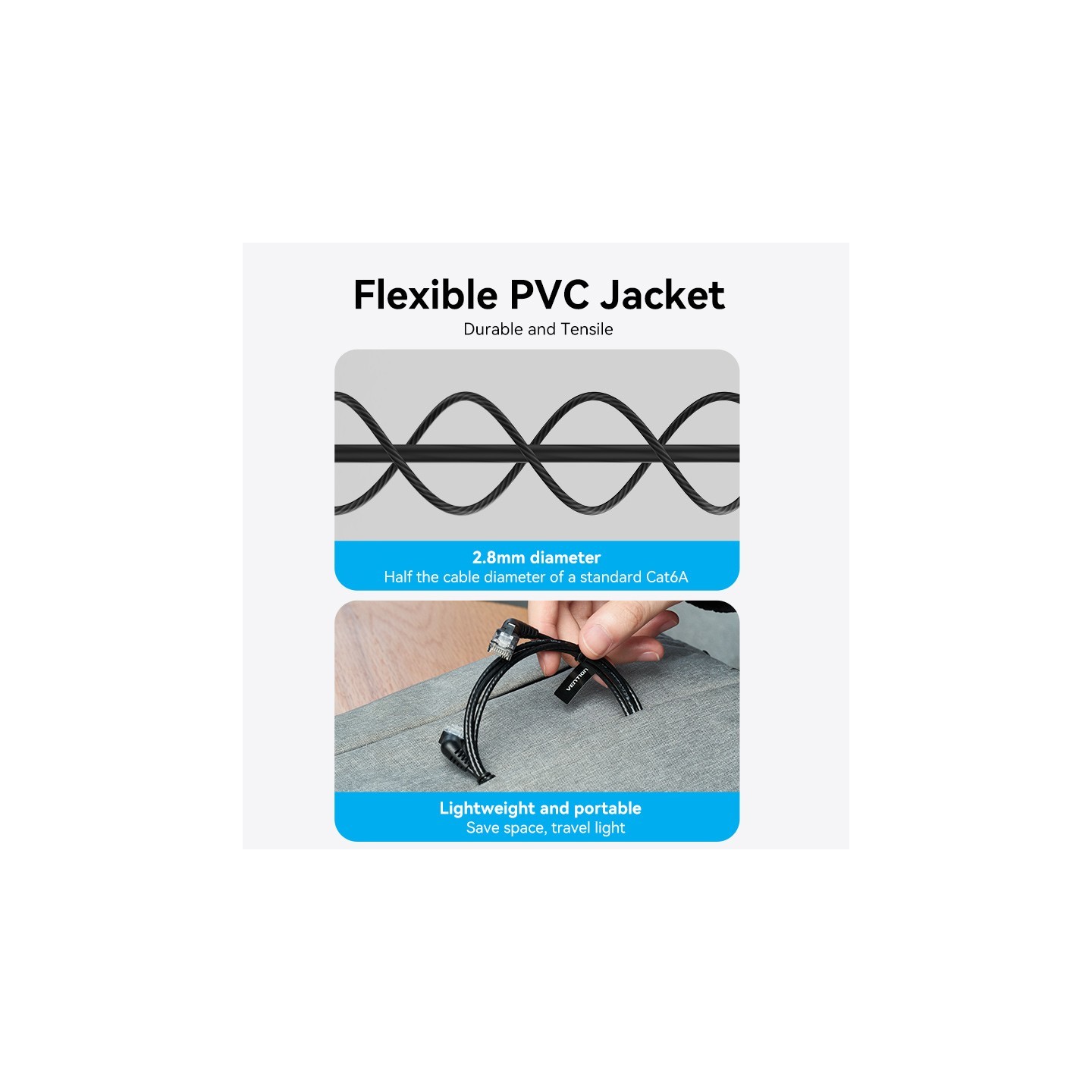 Vention Network Cable - IBOBJ - Cat6A UTP Rotate Right Angle Slim 5.0m Black — Buy in Cyprus with Fast Delivery