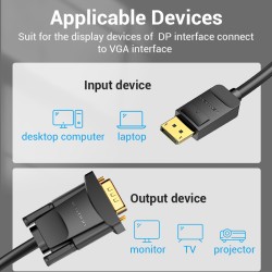 Buy Vention Converter DisplayPort to VGA Cable 5.0m - HBLBJ in Cyprus, Nicosia, Limassol, Larnaka, Pafos