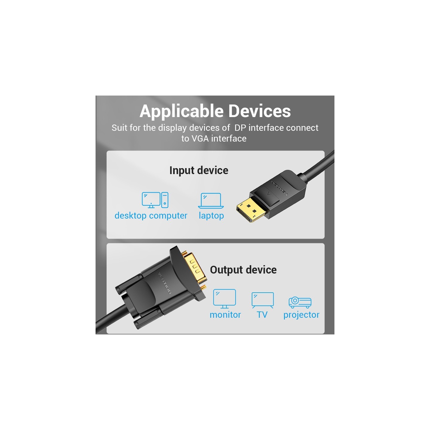 Vention Converter DisplayPort to VGA Cable 5.0m - HBLBJ — Buy in Cyprus with Fast Delivery